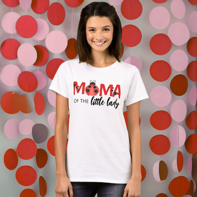Camiseta de cumpleaños de la mamá de la pequeña da (Watercolor Ladybug Birthday Party Shirt for "Mama of the Little Lady")