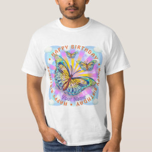 Camiseta de cumpleaños de la mariposa azul
