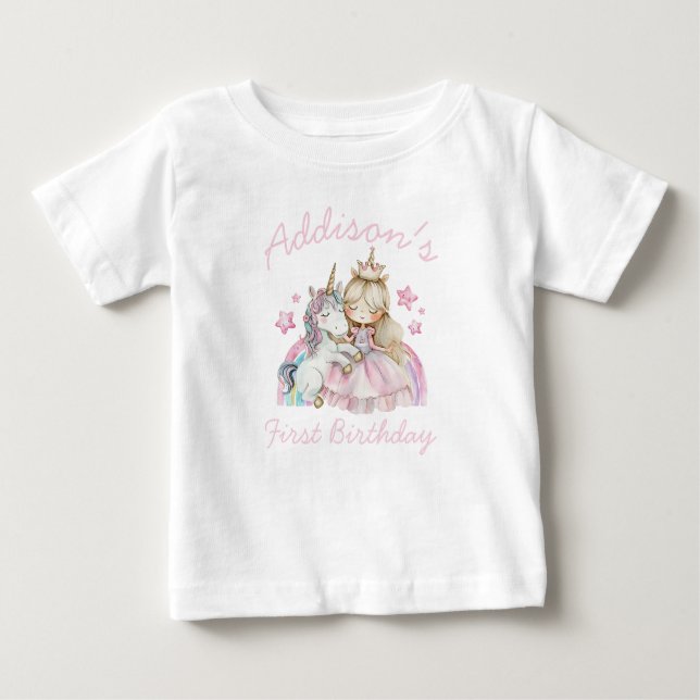 Camiseta de cumpleaños de la princesa del arcoíris (Anverso)
