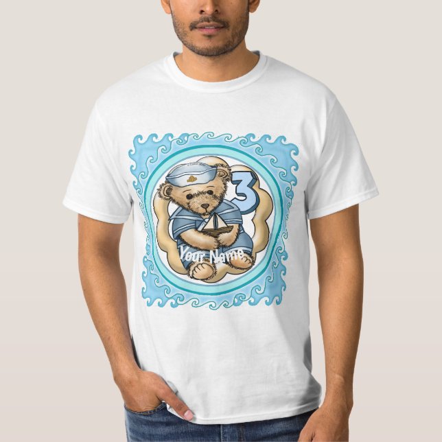 Camiseta de cumpleaños de marinero de 3 años (Anverso)