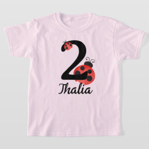 Camiseta de cumpleaños de mariquita con acuarela