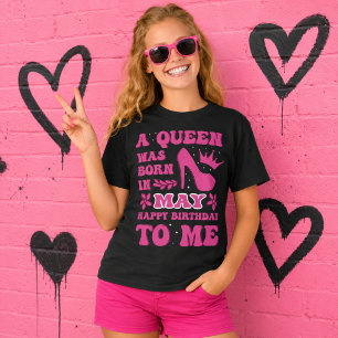 Camiseta de cumpleaños de mayo niña rosa princesa 