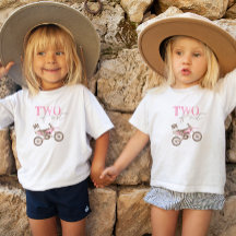 Camiseta de cumpleaños de moto de tierra rosa TWO