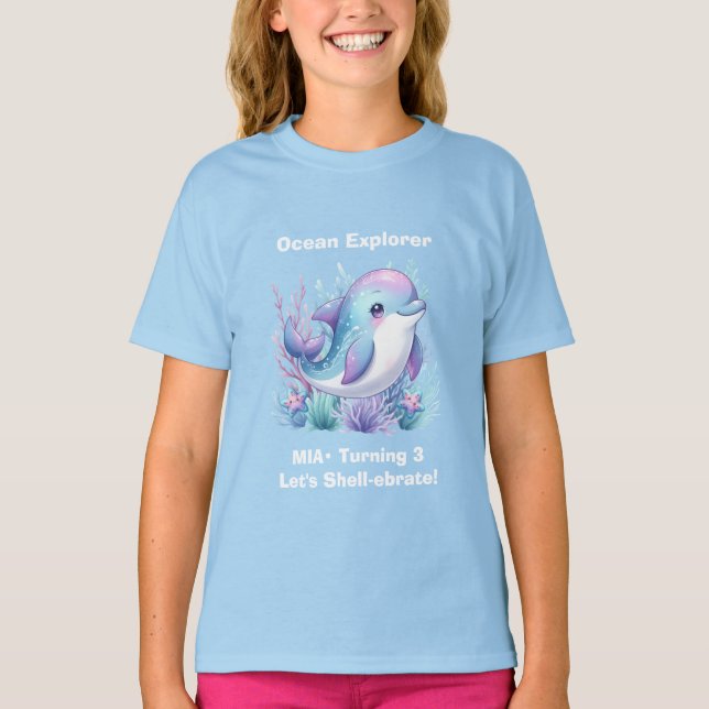 Camiseta de Cumpleaños de Niña Bajo el Mar (Anverso)