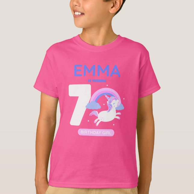 Camiseta de cumpleaños de niña unicornio personali (Anverso)