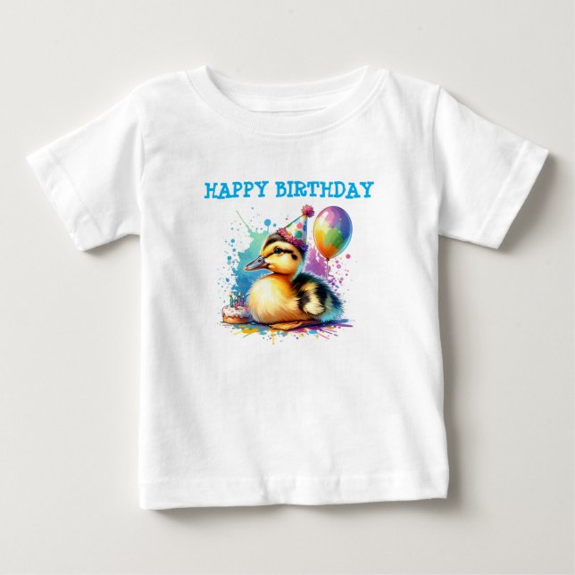 camiseta de cumpleaños de pato bebé lindo (Anverso)