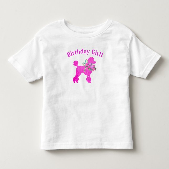 Camiseta de cumpleaños de poodle rosa (Anverso)