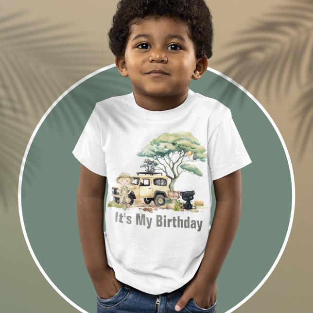 Camiseta de cumpleaños de selva salvaje (Safari Jungle It's My Birthday Kids Tshirt)