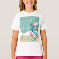 Camiseta de cumpleaños de sirena de acuarela océan