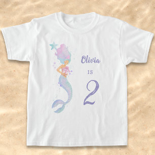 Camiseta de cumpleaños de sirena linda edad 2
