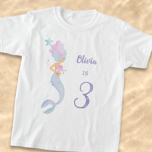 Camiseta de cumpleaños de sirena linda edad 3