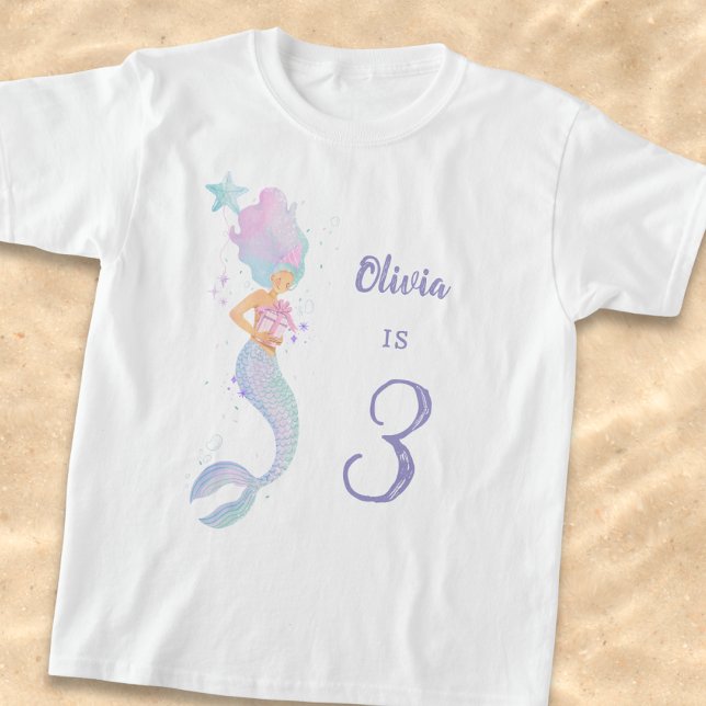 Camiseta de cumpleaños de sirena linda edad 3 (Subido por el creador)