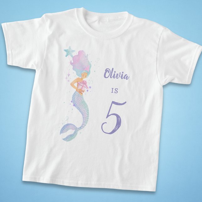 Camiseta de cumpleaños de sirena linda edad 5 (Subido por el creador)