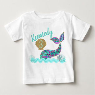 Camiseta de cumpleaños de sirena, personalizado
