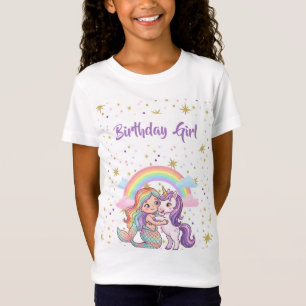 Camiseta de Cumpleaños de Sirena Unicornio para Ni
