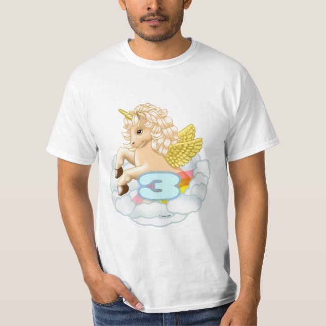 Camiseta de cumpleaños de Unicornio de 3 años (Anverso)