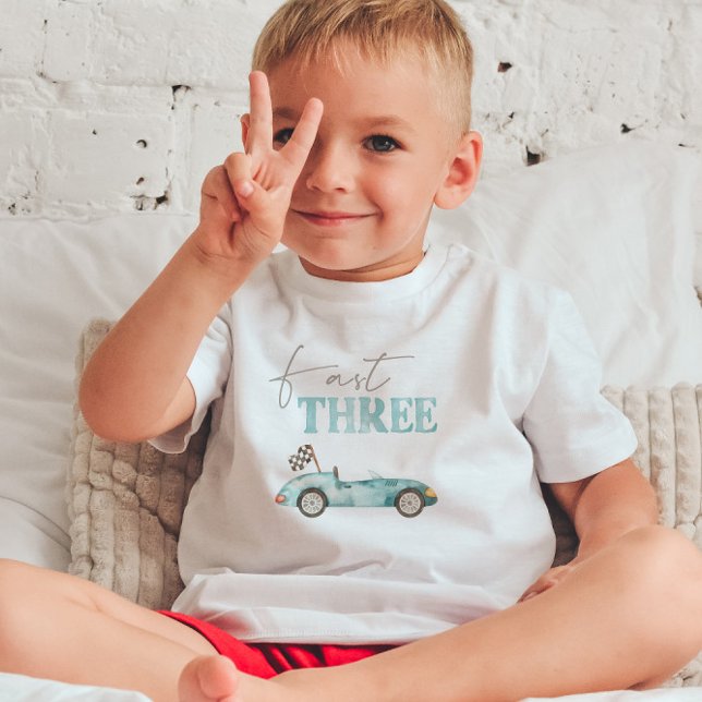 Camiseta de cumpleaños del coche de carreras azul  (Subido por el creador)