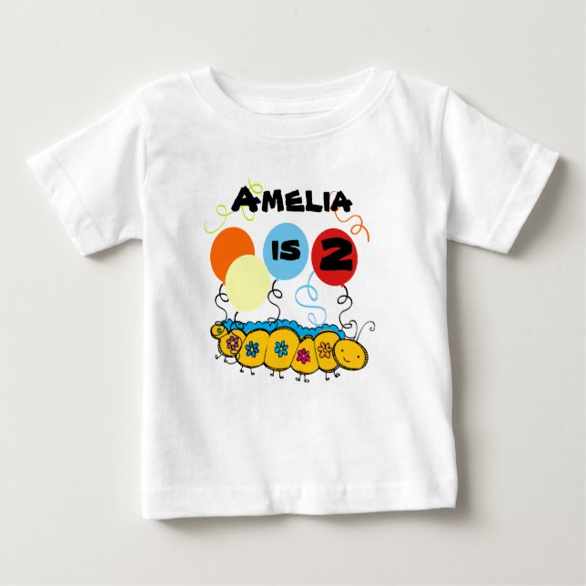 Camiseta de cumpleaños del Personalizable Caterpil (Anverso)