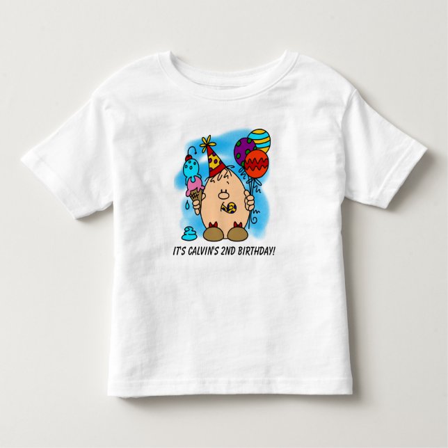 Camiseta de cumpleaños del personalizable Eggbert (Anverso)