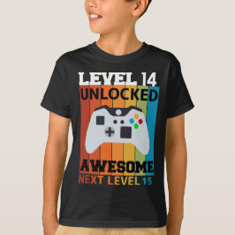 Camiseta de cumpleaños desbloqueada de nivel 14