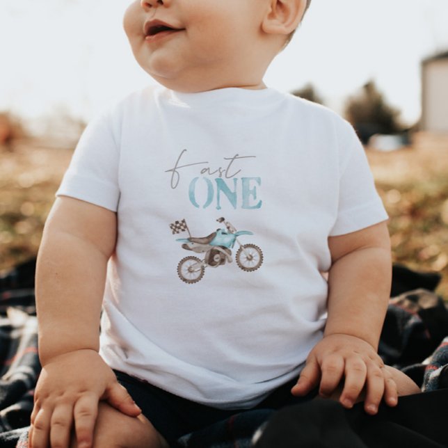 Camiseta de cumpleaños 'Fast One' de moto de tierr (Subido por el creador)