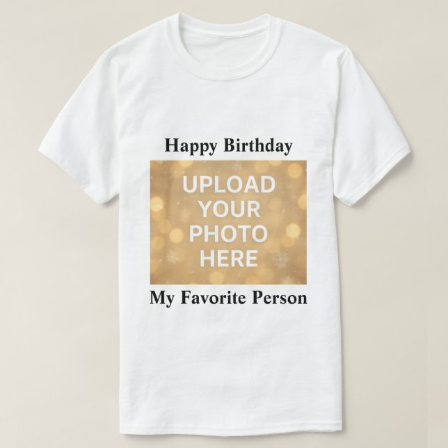 Camiseta de cumpleaños feliz con foto personalizad (Diseño del anverso)