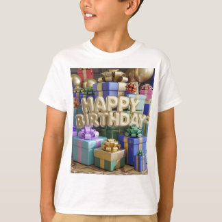 Camiseta de cumpleaños feliz con regalos