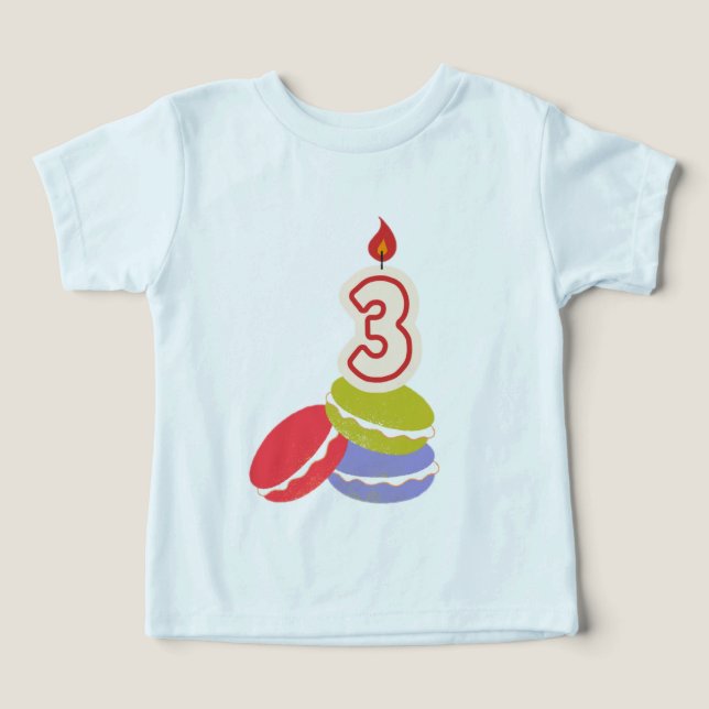 Camiseta de cumpleaños feliz de tres años (Diseño delantero )