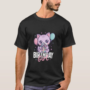 Camiseta de cumpleaños - Gato Kawaii lindo con glo
