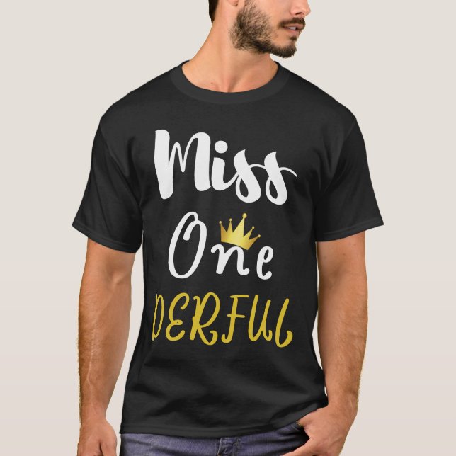 Camiseta de cumpleaños Miss Onederful Onederful Un (Anverso)