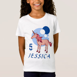Camiseta de cumpleaños moderna de Unicornio rosa