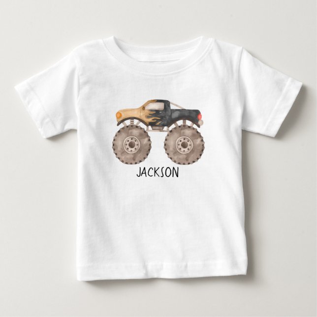 Camiseta de cumpleaños Monster Truck personalizada (Anverso)