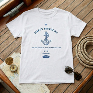 Camiseta de Cumpleaños Náutico Hip Hip Hurra
