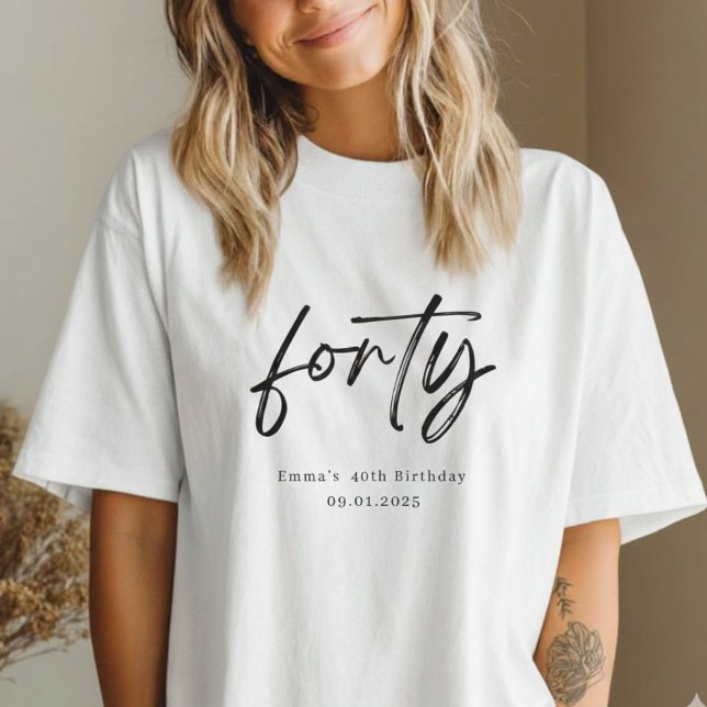 Camiseta de cumpleaños número 40 con letra manuscr (Subido por el creador)