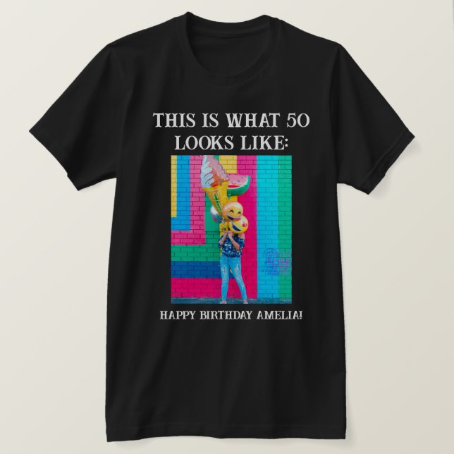 Camiseta de cumpleaños número 50 personalizada y d (Anverso del diseño)
