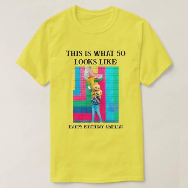 Camiseta de cumpleaños número 50 personalizada y d (Diseño del anverso)