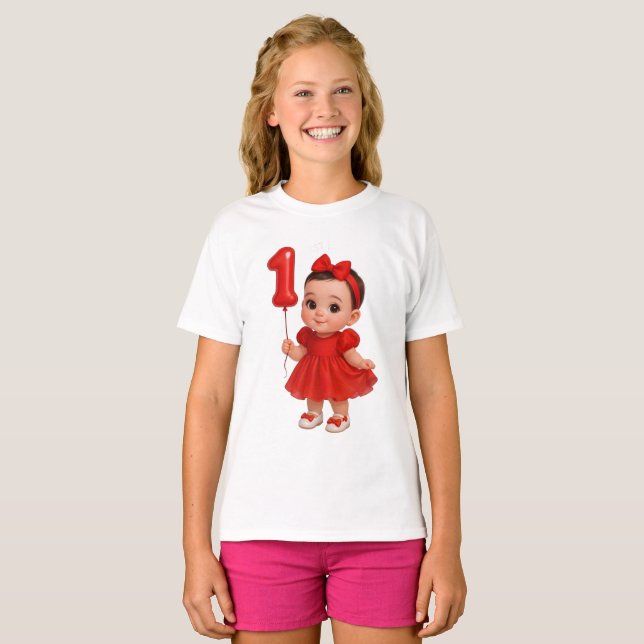 Camiseta de cumpleaños para bebé niña (Anverso completo)