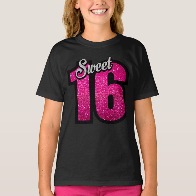 Camiseta de cumpleaños para chicas SWEET 16 (Anverso)