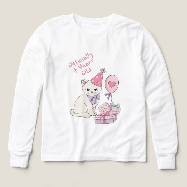 Camiseta de cumpleaños para niñas con gatitas lind (Diseño frontal)