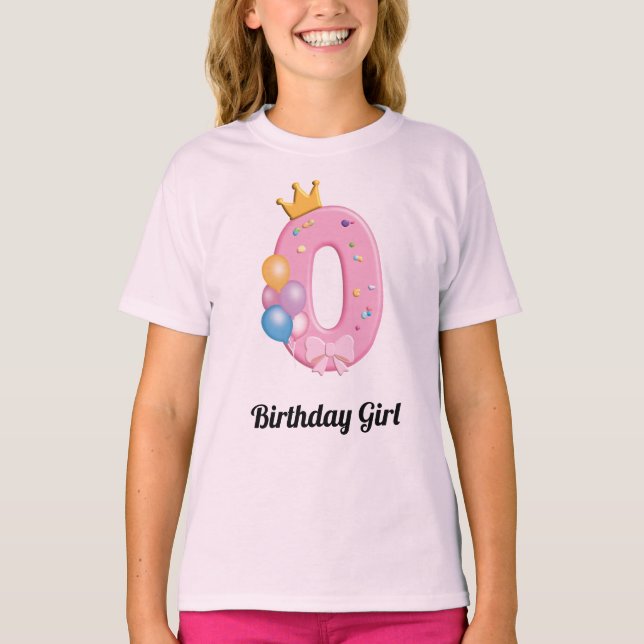 Camiseta de cumpleaños para niñas Número 0 Tema de (Anverso)