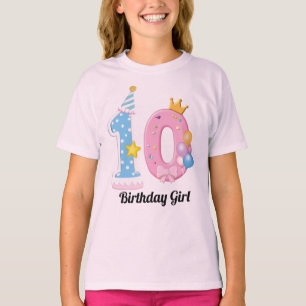 Camiseta de cumpleaños para niñas Número 10 Tema d