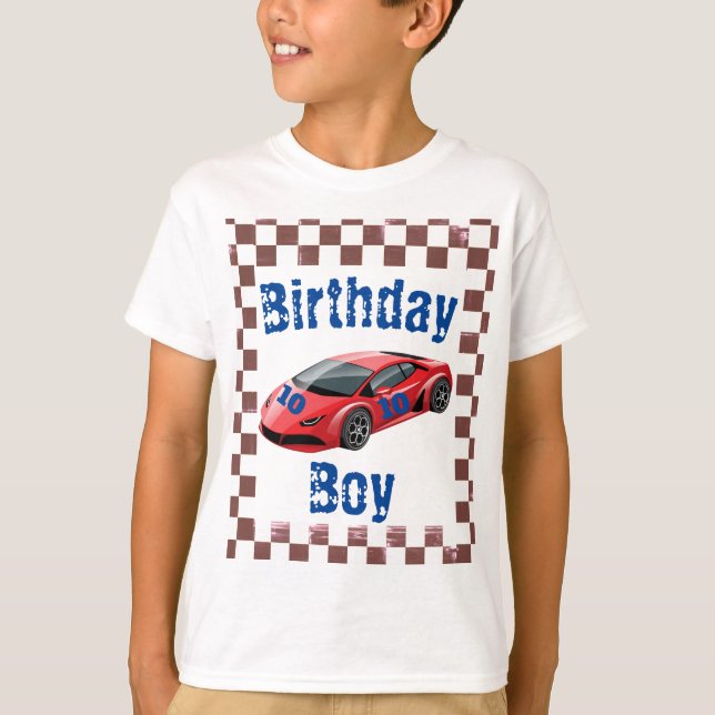 Camiseta de cumpleaños para niños con coche de car (Anverso)