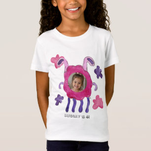 Camiseta de cumpleaños para niños de monstruo rosa