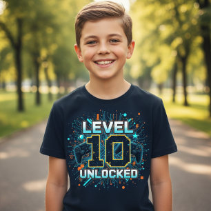 Camiseta de cumpleaños para niños gamers con nivel