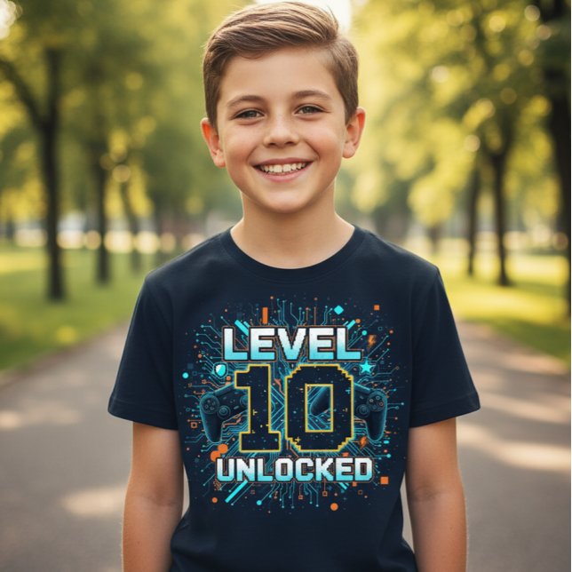Camiseta de cumpleaños para niños gamers con nivel (Subido por el creador)