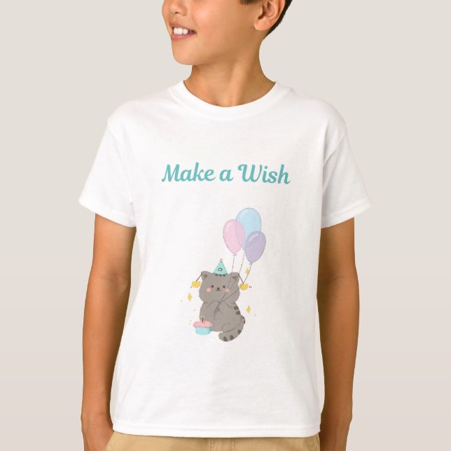 Camiseta de cumpleaños para niños Make a Wish (Anverso)