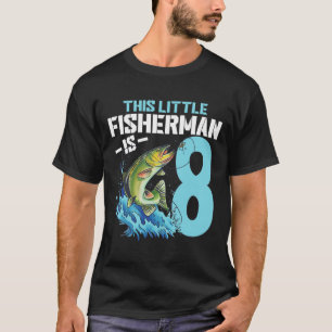 Camiseta de cumpleaños para niños pescando 8 años 