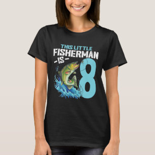 Camiseta de cumpleaños para niños pescando 8 años 