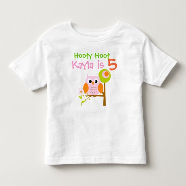 Camiseta de cumpleaños personalizada Lechuza Chica (Anverso)