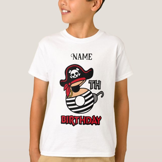 Camiseta de cumpleaños pirata personalizada (Anverso)